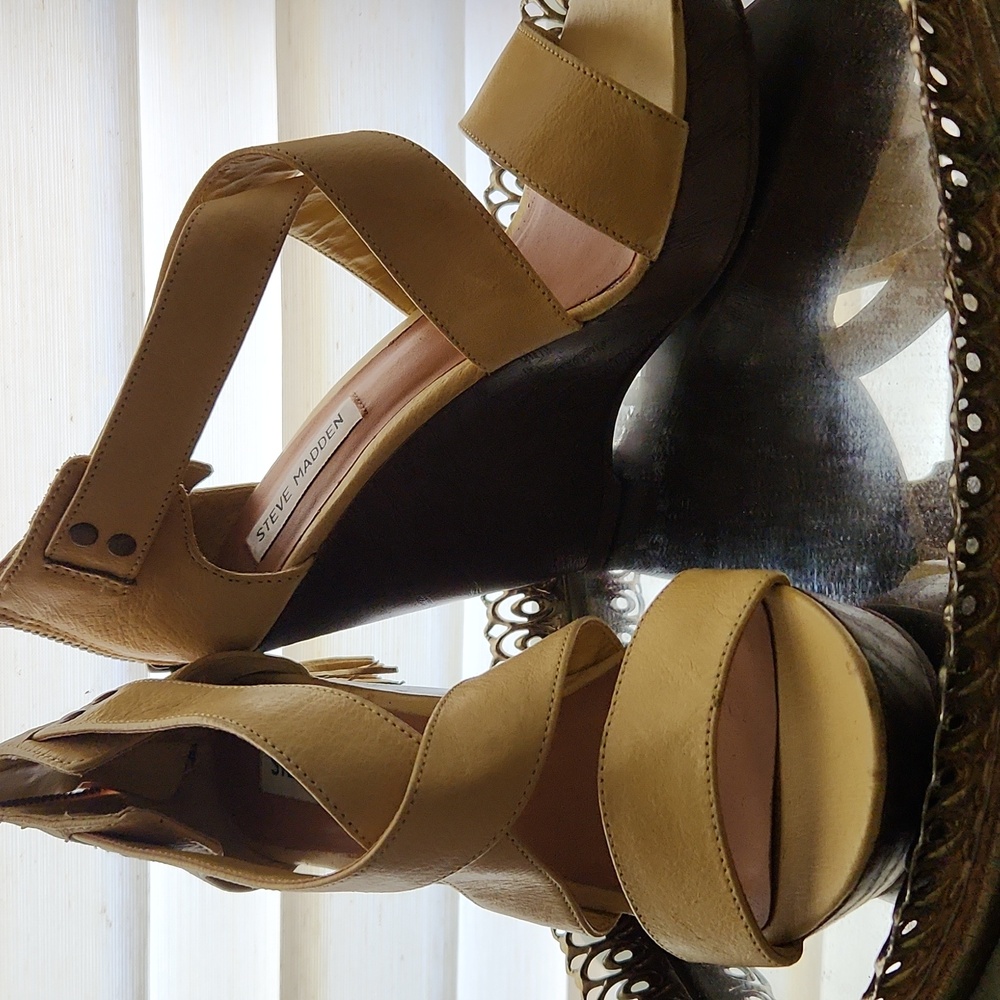 Steve Madden Yellow Strappy Wedges